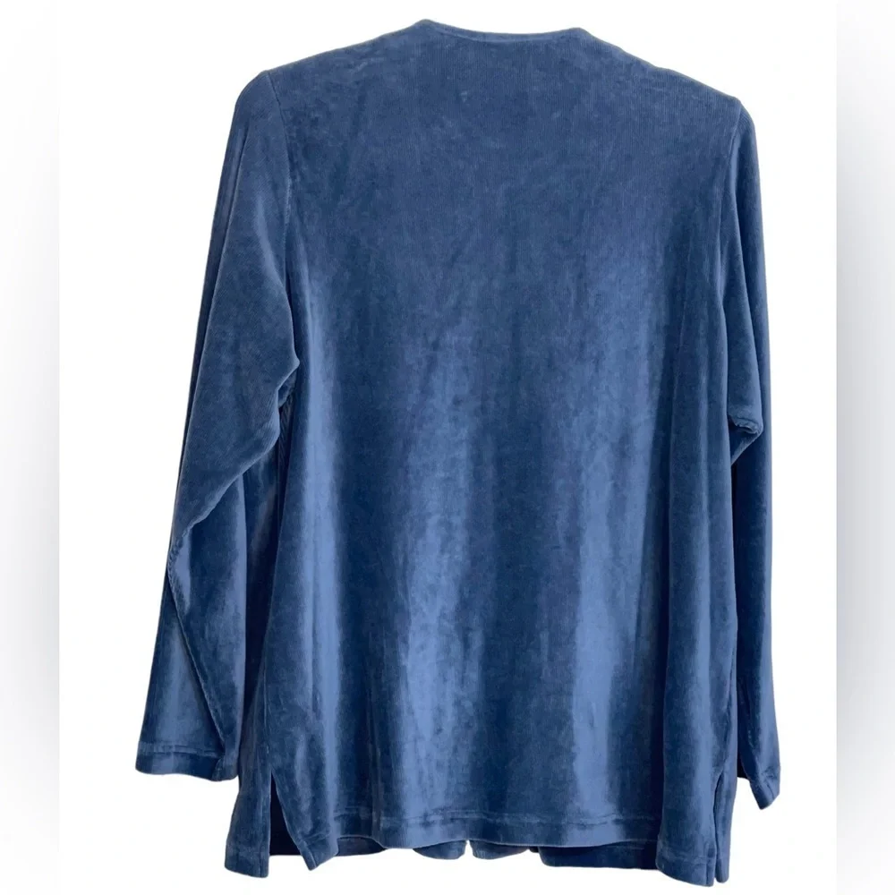 NWT C D  Daniels full zip, long sleeve velour jacket. Size 1X Teal Blue color. - Picture 2 of 7